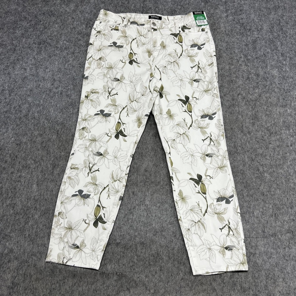 Buffalo David Bitton Jeans Womens 12/32 White High Rise Skinny Stretch Floral